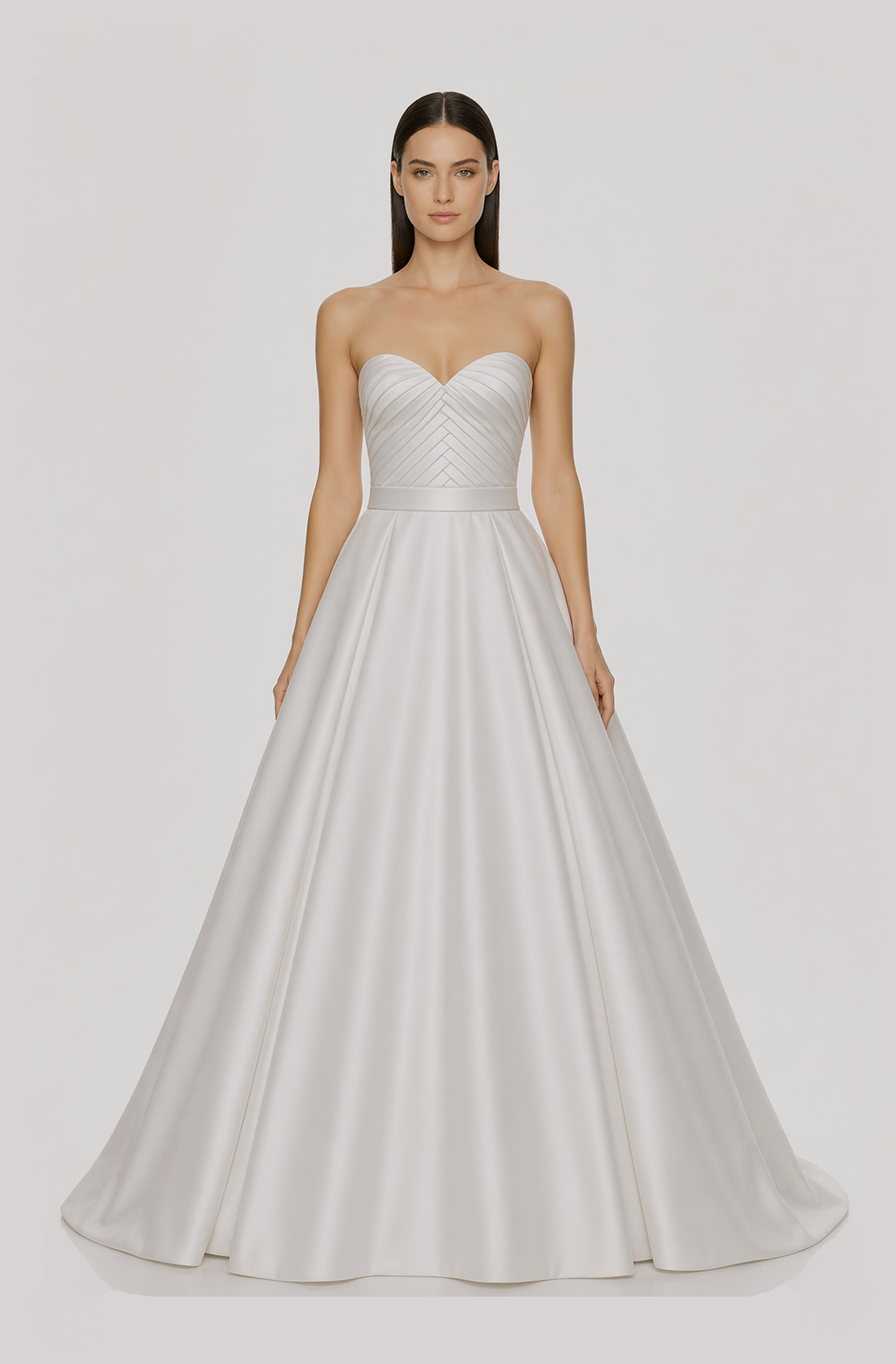 Off-white mikado ball gown with hand-draped bodice and detachable bow accent at the back 20, image 1